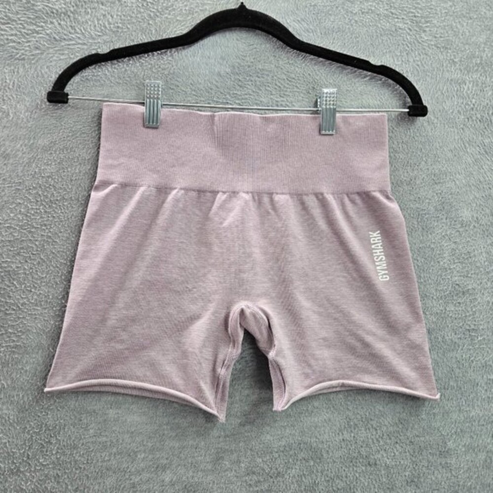 Gymshark Women Activewear Shorts S Pink Biker Gym Logo 4" Inseam Mid Rise READ